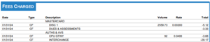 fees charged screen shot