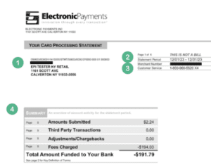 example of a merchant statement from electronic payments